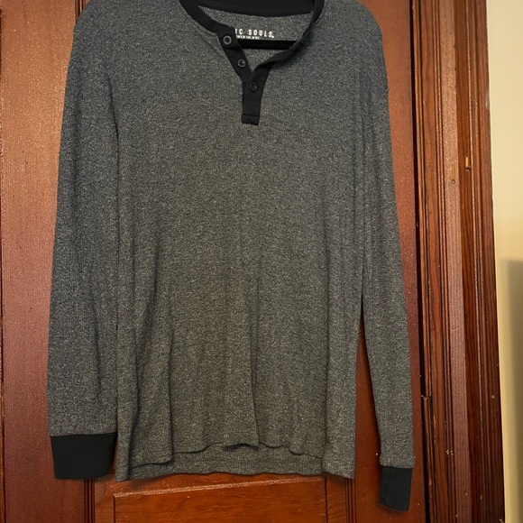 Blue/Gray Long Sleeve Henley Shirt - Picture 1 of 4